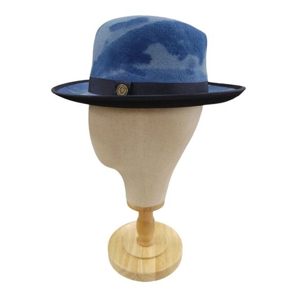 MEN'S BRUNO CAPELO BLUE KINGSTON COLLECTION AUSTRALIAN WOOL FEDORA HAT KT475. - Picture 3 of 8